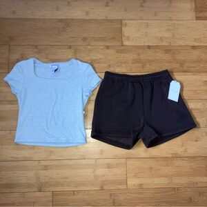 NWT Girls Size M 8 Outfit - Fitted Top & Soft Knit Pull On Shorts Set